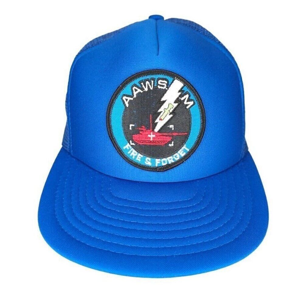 Vintage AAWS-M Anti Tank Missile Trucker Hat Mens One Size Blue 90s Snapback Cap